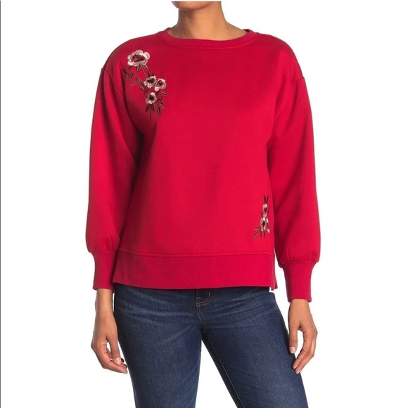 NWT Velvet Heart Red Floral Pullover Sweater S - Picture 1 of 7
